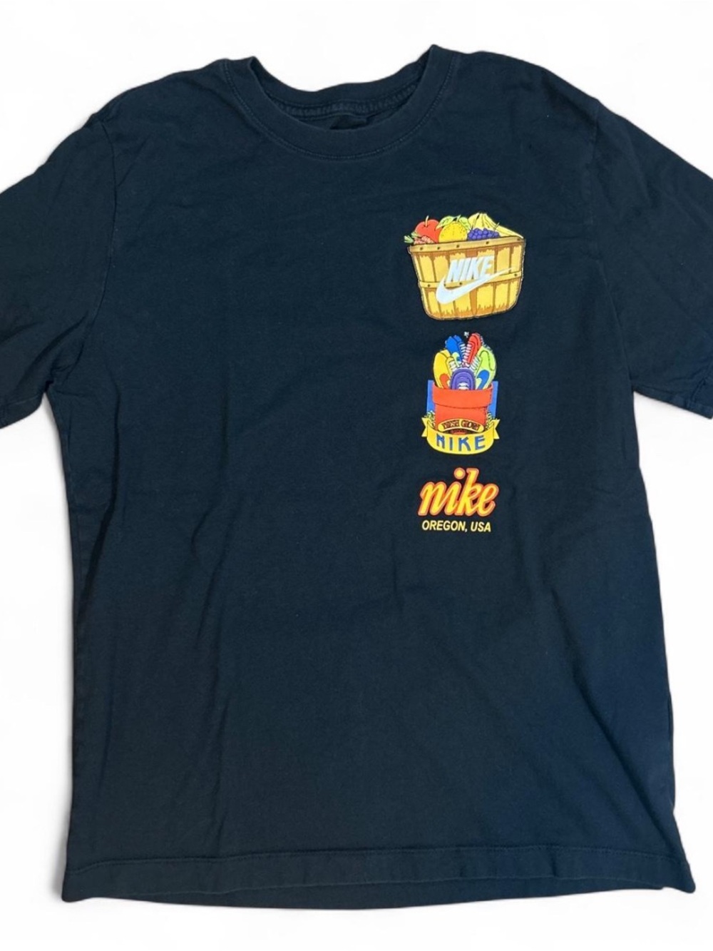 Nike “Certified Fresh” Black Tee with Colorful Basket Graphics